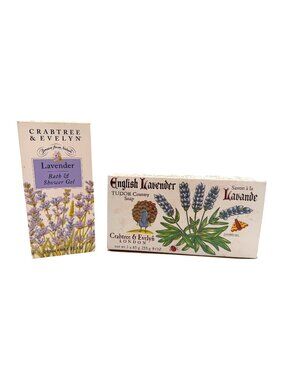 Vintage Crabtree & Evelyn Lavender Bath & Shower Gel &3 English Lavender Soap